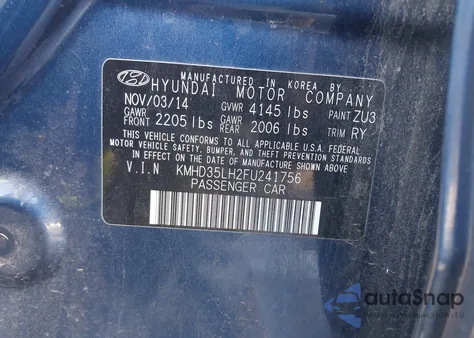 2015 Hyundai Elantra Gt z USA, uszkodzony, nr VIN KMHD35LH2FU241756